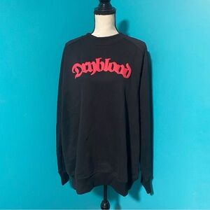 DryBlood Black Red Puff Logo Long Sleeve Oversized Crewneck Sweater